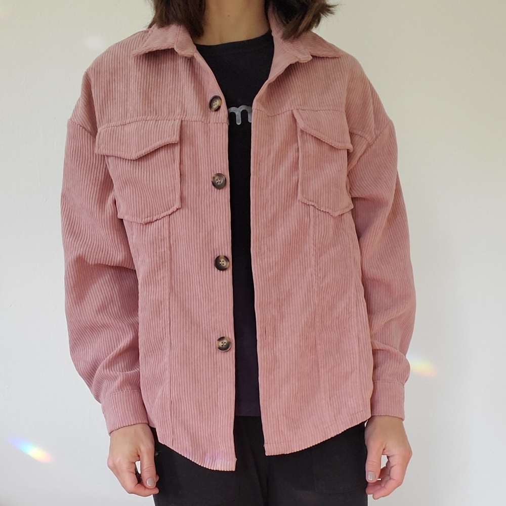 Shein Corduroy Shacket Jacket Pocket Buttons